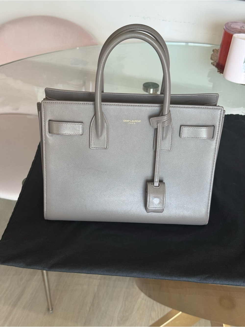 Saint Laurent YSL Sac de Jour gray baby bag